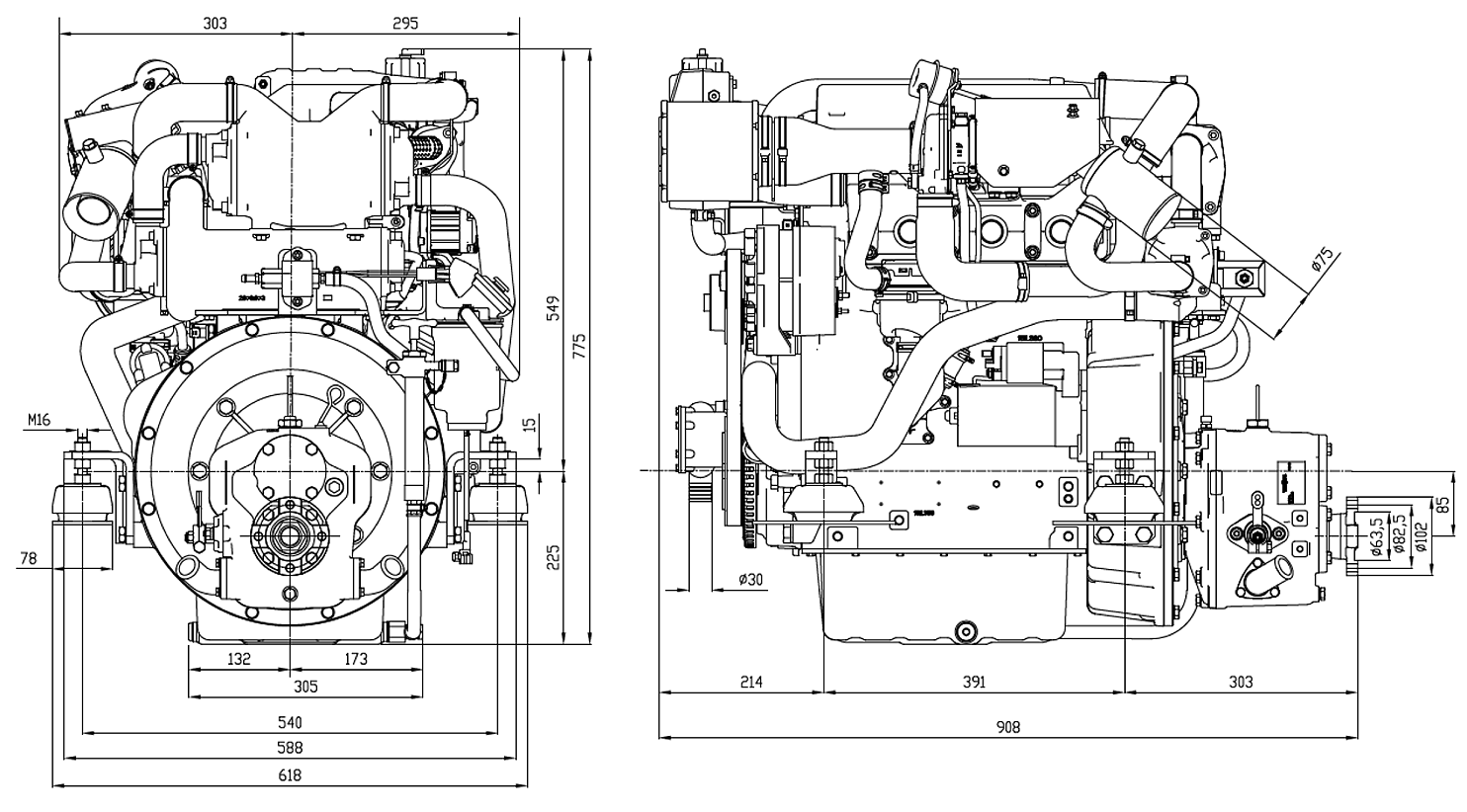 KDI1903-TCR meridiesel mittakuva